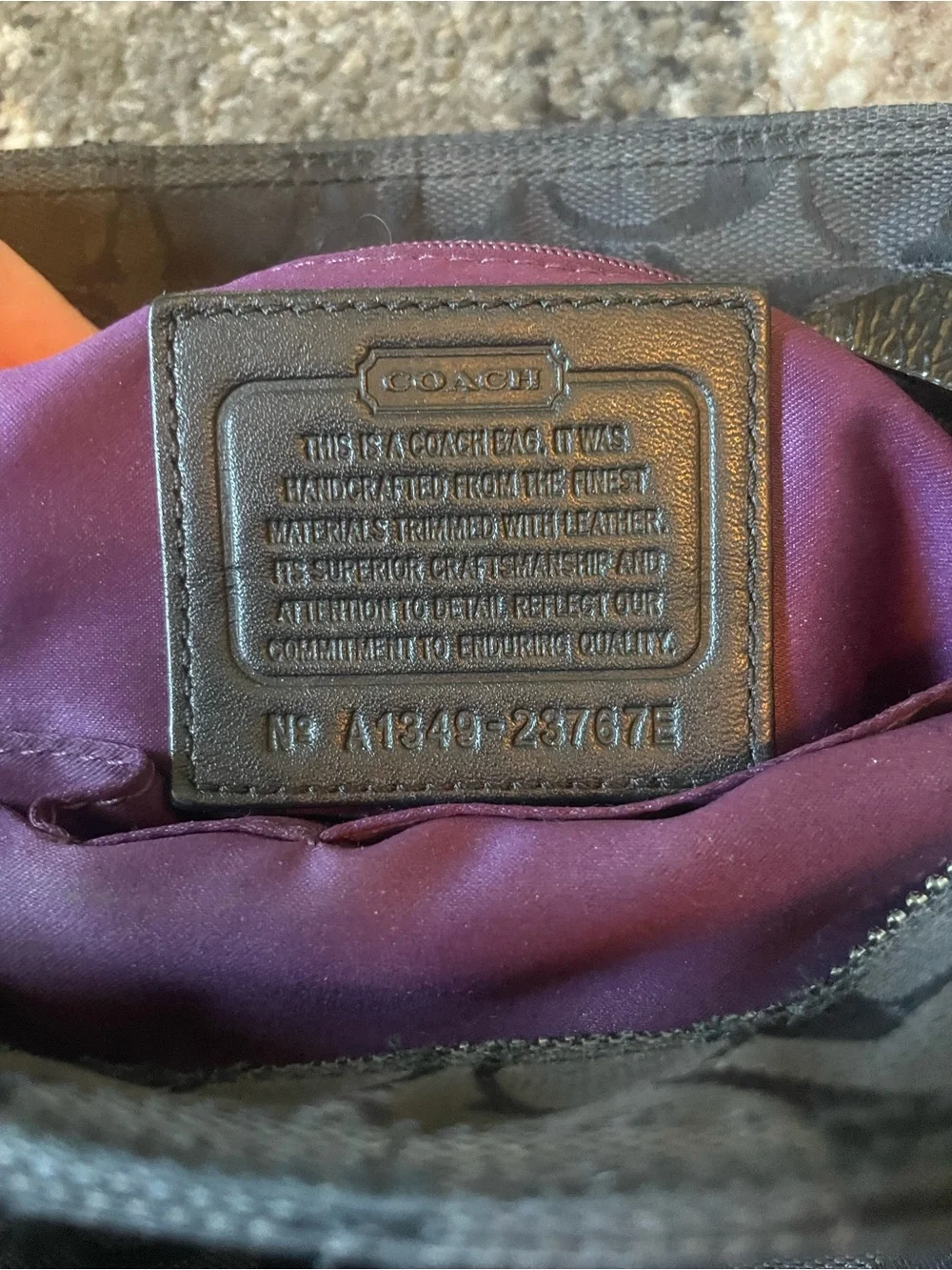 COACH Gallery Signature Black Tote Bag